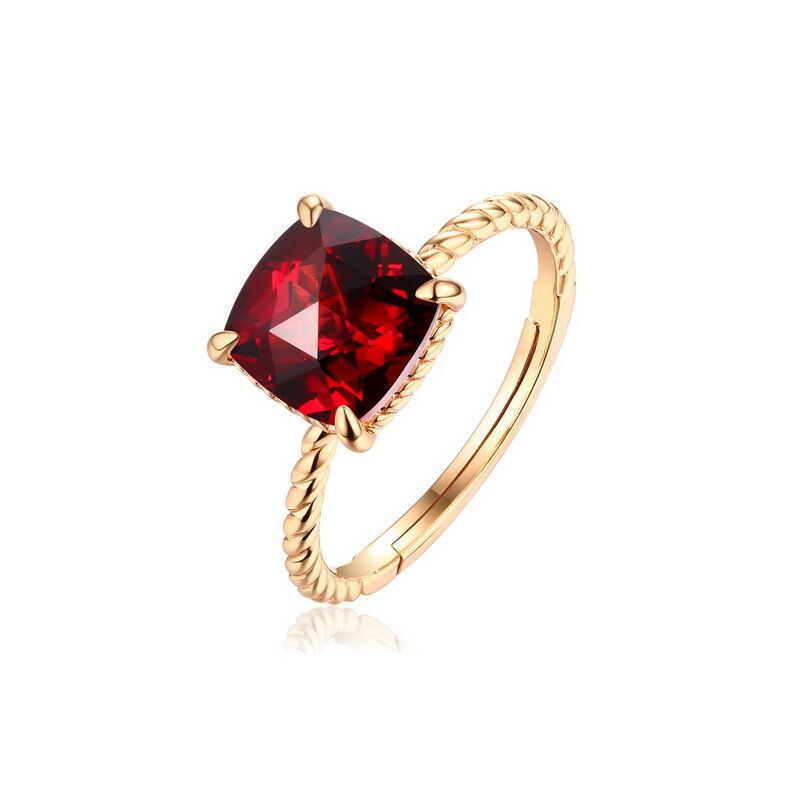 Mozambique Garnet Ring S925 Sterling Silver 9k Yellow Gold Plating